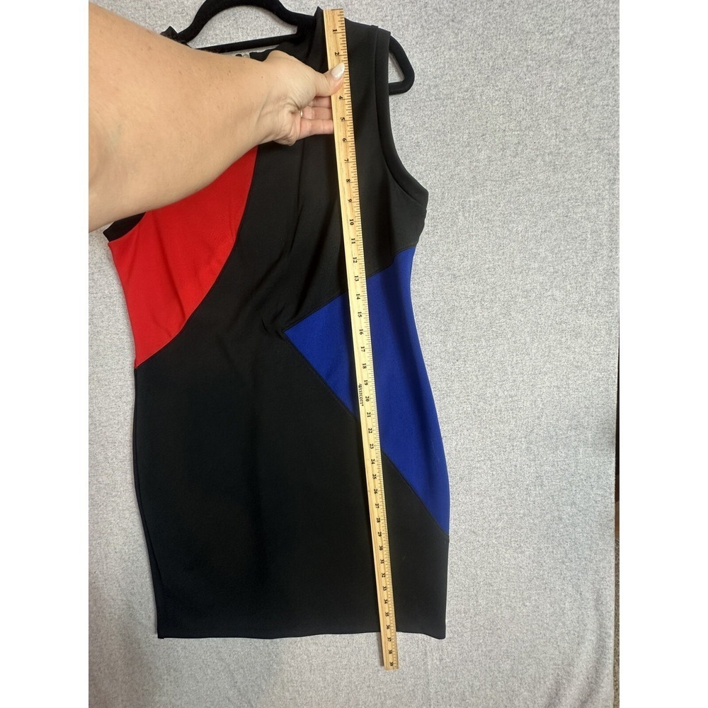 Vintage 80s 90s Carole Little Dress Womens 14 Sleeveless Colorblock Red Blue EUC - Picture 6 of 7